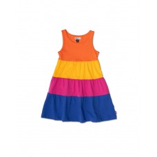 Striped knit strapless dress for girl Full Bloom 