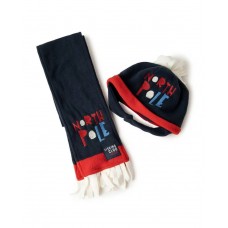 Blue fleece hat and scarf boy fishing club 