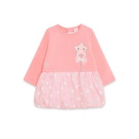 Pink fleece and knitted dress for baby girl  