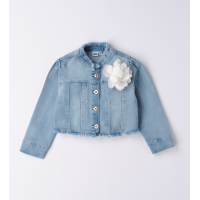 Denim Coat with white flower for Kid girls