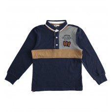 Long-sleeved polo shirt with terry stitch embroidery