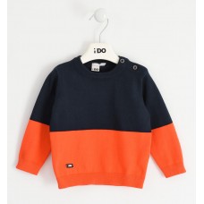 Crew neck tricot with colour blocks for boy from 30 months to 7 years iDO