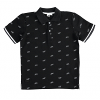 BLACK POLO WITH ALL OVER PRINT