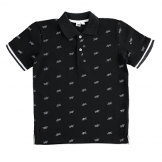 BLACK POLO WITH ALL OVER PRINT