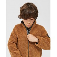 IKKS BOYS BLACK HOODED JACKET SHERPA REVERSIBLE 