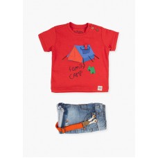 Orange t-shirt & plush shorts set