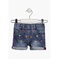 Shorts with embroidered hearts