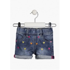 Shorts with embroidered hearts