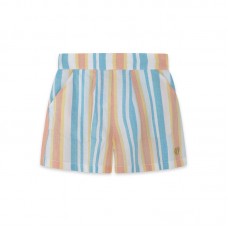 BLUE STRIPED POPLIN SHORTS FOR GIRLS VENICE BEACH