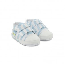 BLUE STRIPED POPLIN TRAINERS FOR BOYS SO CUTE