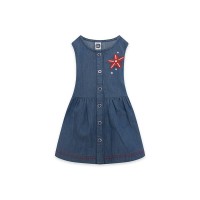 BLUE SUSPENDERS DENIM DRESS FOR GIRLS RED SUBMARINE