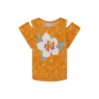 ORANGE FLOWER JERSEY T-SHIRT FOR GIRLS SUMMER FESTIVAL