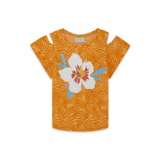 ORANGE FLOWER JERSEY T-SHIRT FOR GIRLS SUMMER FESTIVAL