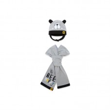 GREY TEDDY FLEECE HAT AND SCARF FOR BOYS BEE HAPPY