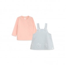 PINK STARS JERSEY PINAFORE DRESS AND T-SHIRT FOR GIRLS LUNA LLENA