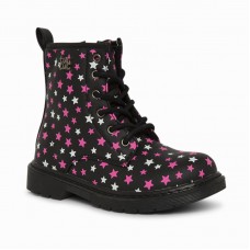 LACE UP BOOTS PRINTED FOR GIRLS BLACK THE BEST BAND