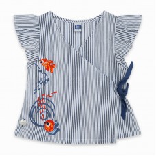 BLUSA PLANA FANTASÍA LAZO NIÑA AZUL KAMOGAWA