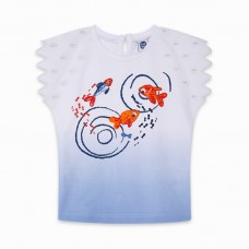 CAMISETA PUNTO PECES NIÑA BLANCA KAMOGAWA