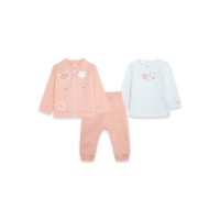 PINK PLUSH AND JERSEY 3 PIECES SUIT FOR GIRLS LUNA LLENA