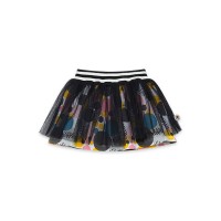 GREY PRINTED PLUSH AND TULLE SKIRT FOR GIRLS BEE HAPPY FW21