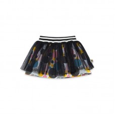 GREY PRINTED PLUSH AND TULLE SKIRT FOR GIRLS BEE HAPPY FW21