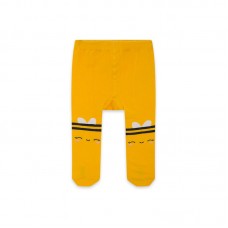 YELLOW LITTLE FACE THICK TIGHTS FOR GIRLS BEE HAPPY